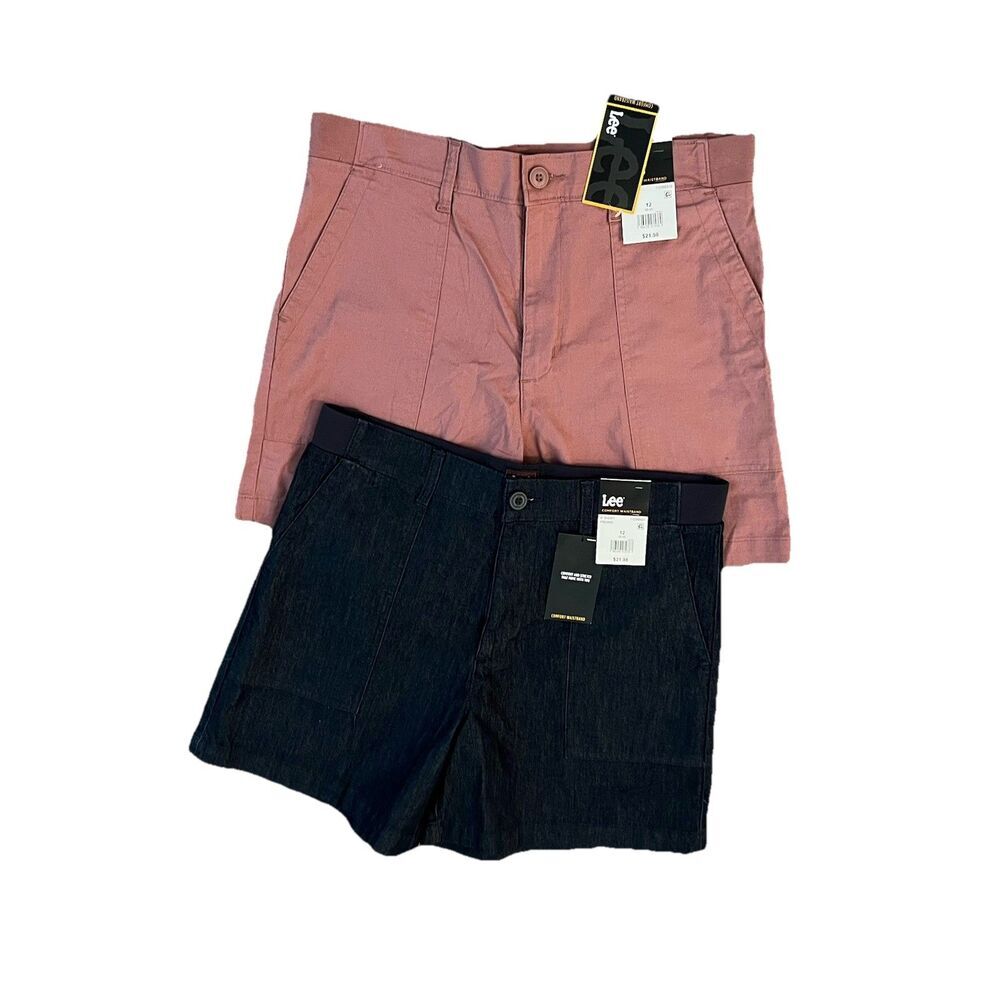 New Lee Womens Shorts 12 Henna Fresno Pink Blue Lot Of 2